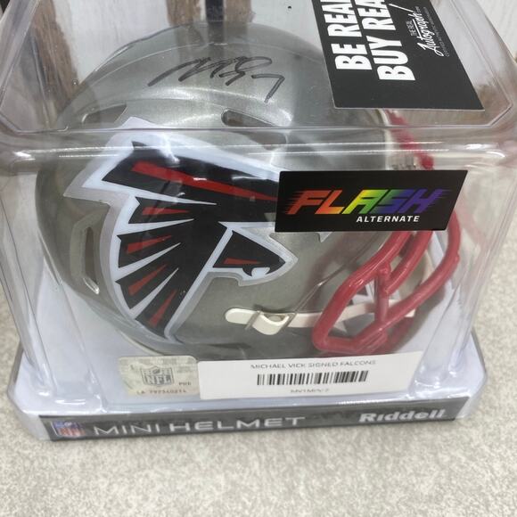 Michael Vick Autographed Atlanta Falcons Mini Helmet Flash Alternate Beckett - Picture 10 of 12
